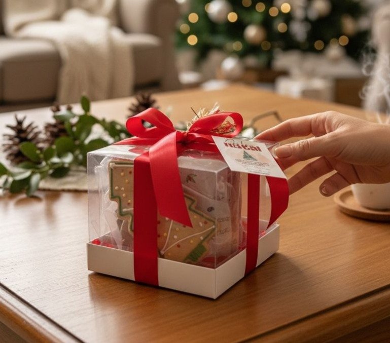Caneca + Biscoito de Natal + Ferrero Rocher