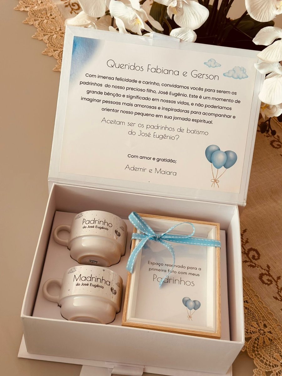 Kit Convite Porta Retrato + Duas Xícaras