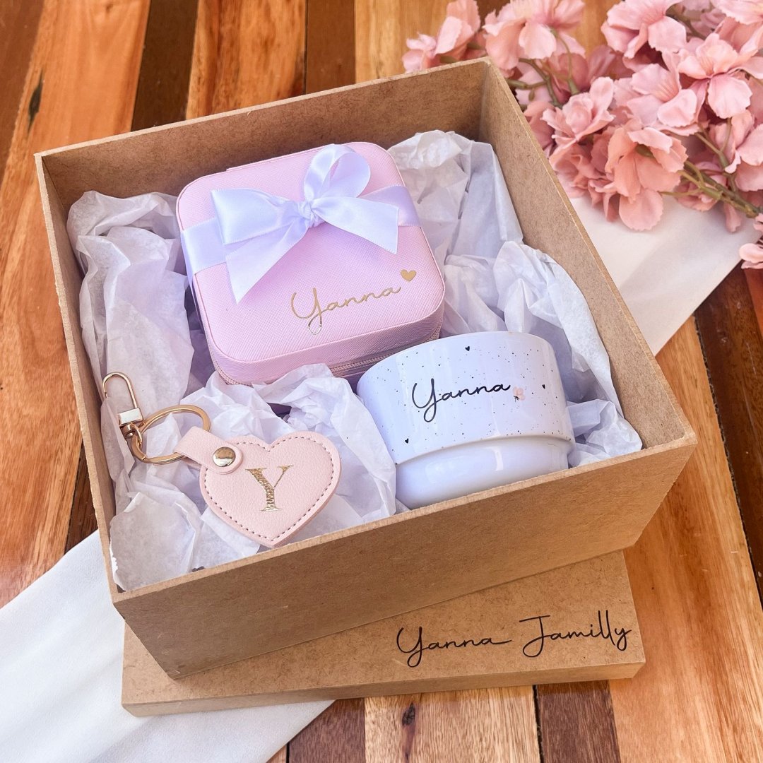 Kit Porta-joias + Xícara + Chaveiro Coração