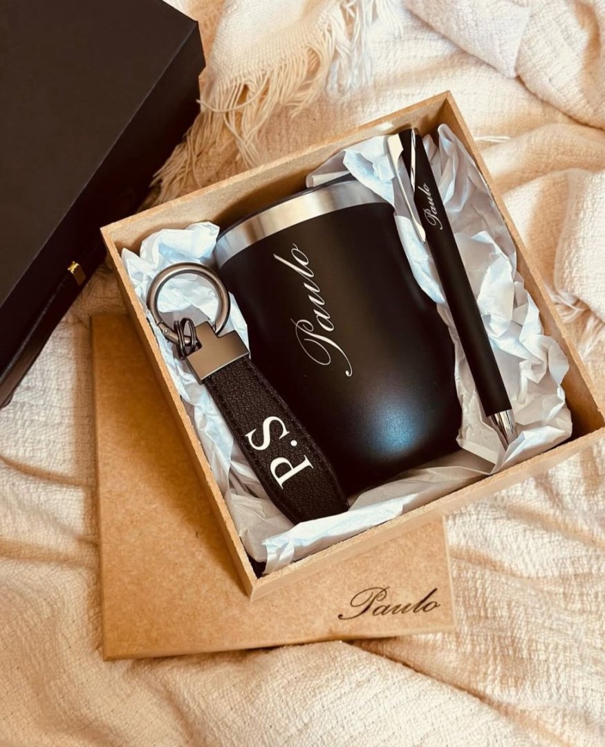 Kit Copo Térmico + Chaveiro + Caneta