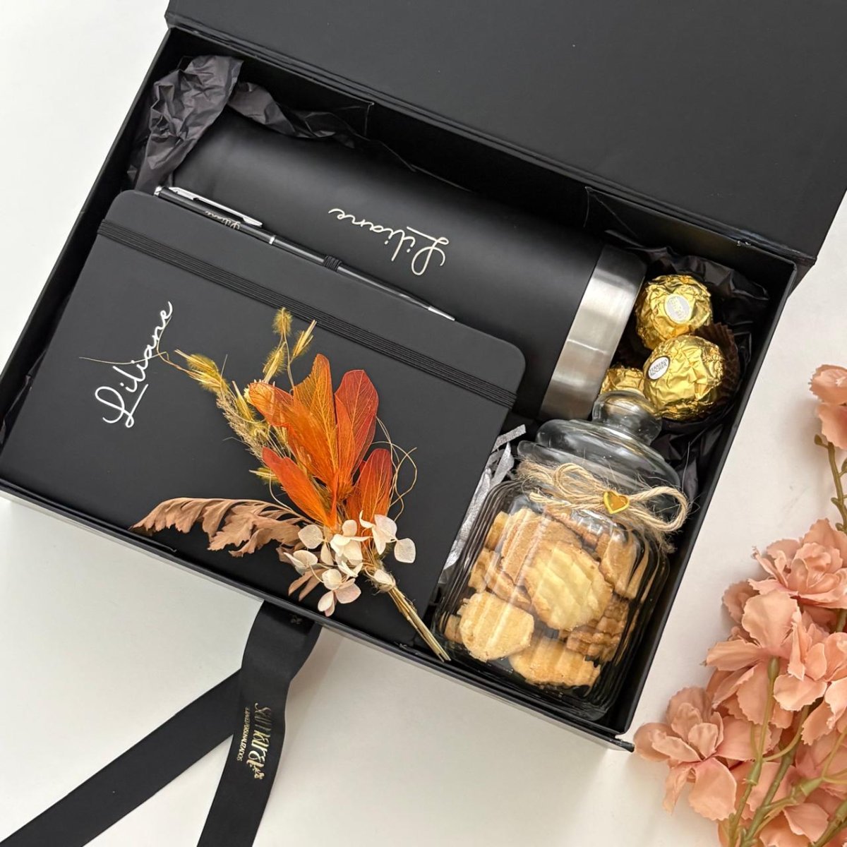 Kit Cartonada Garrafa + Bloquinho + Biscoitos