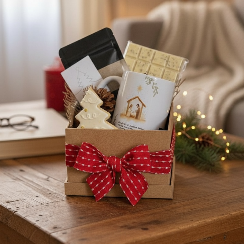 Kit Caneca + Chocolate + Biscoito de Natal