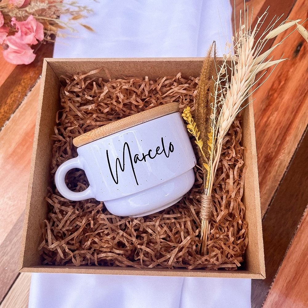 Kit Xícara na caixa de MDF