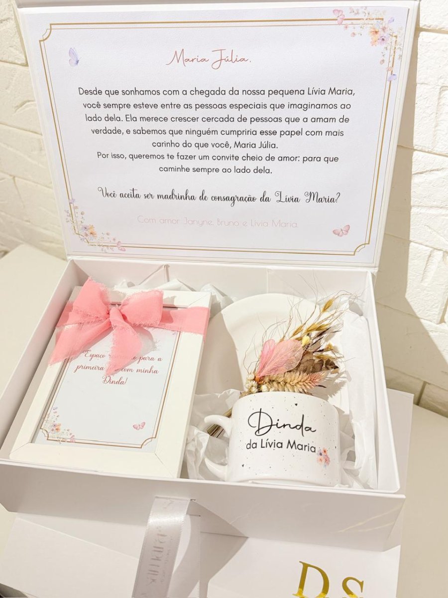 Kit Convite Porta Retrato + Xícara + Pires