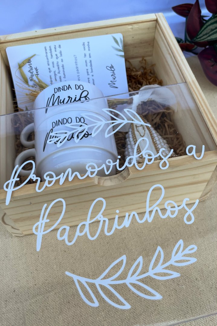 Kit Padrinhos Caixa Pinus